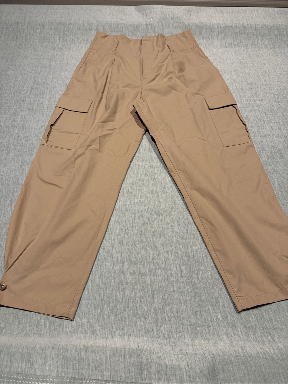 Zara Beige Cargo Trousers with Utility Pockets